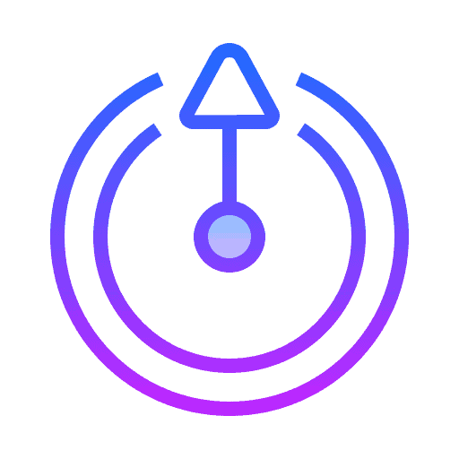 Icon representing digital connectivity and optimization, featuring a central upward arrow with concentric circles, symbolizing InnovAit AI's focus on Answer Engine Optimization (AEO) for enhancing brand visibility in AI-driven search environments.