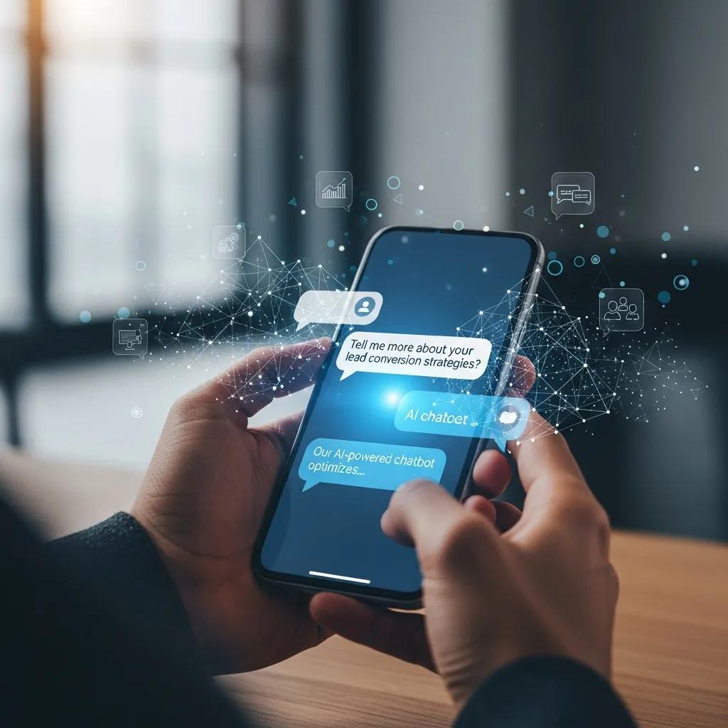 AI chatbot engaging with a user on a smartphone in a modern digital environment