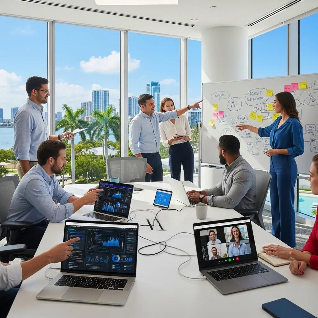 Modern office collaboration in West Palm Beach focusing on AI growth systems