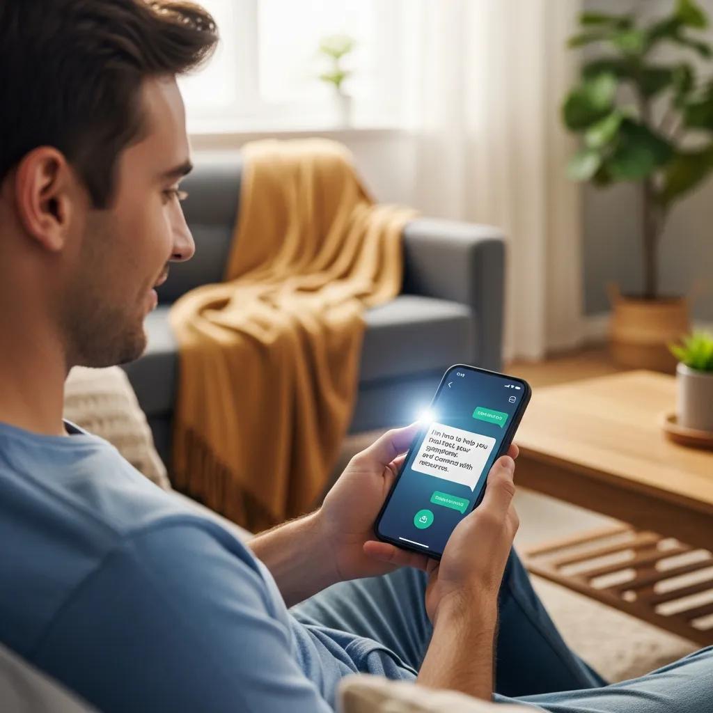 Patient engaging with an AI chatbot for healthcare inquiries