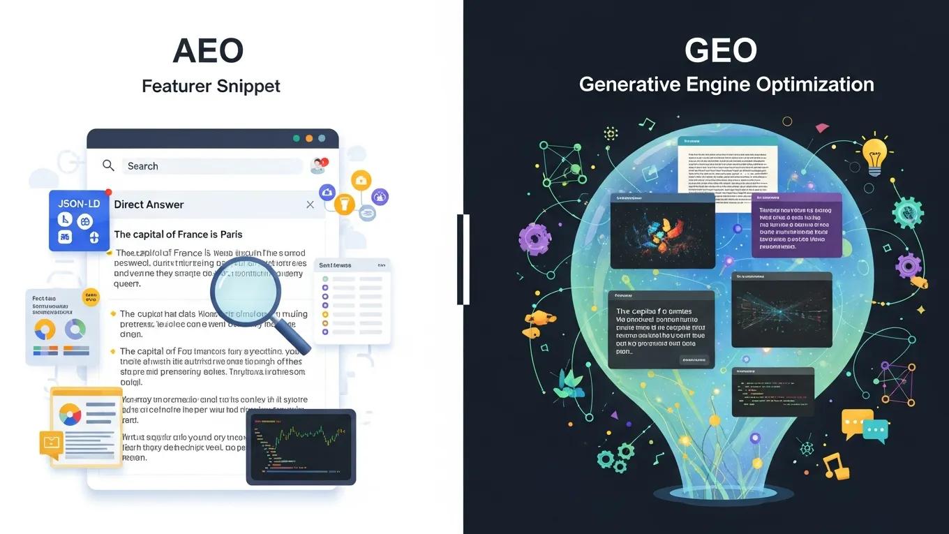 Illustration highlighting the differences between Answer Engine Optimization and Generative Engine Optimization