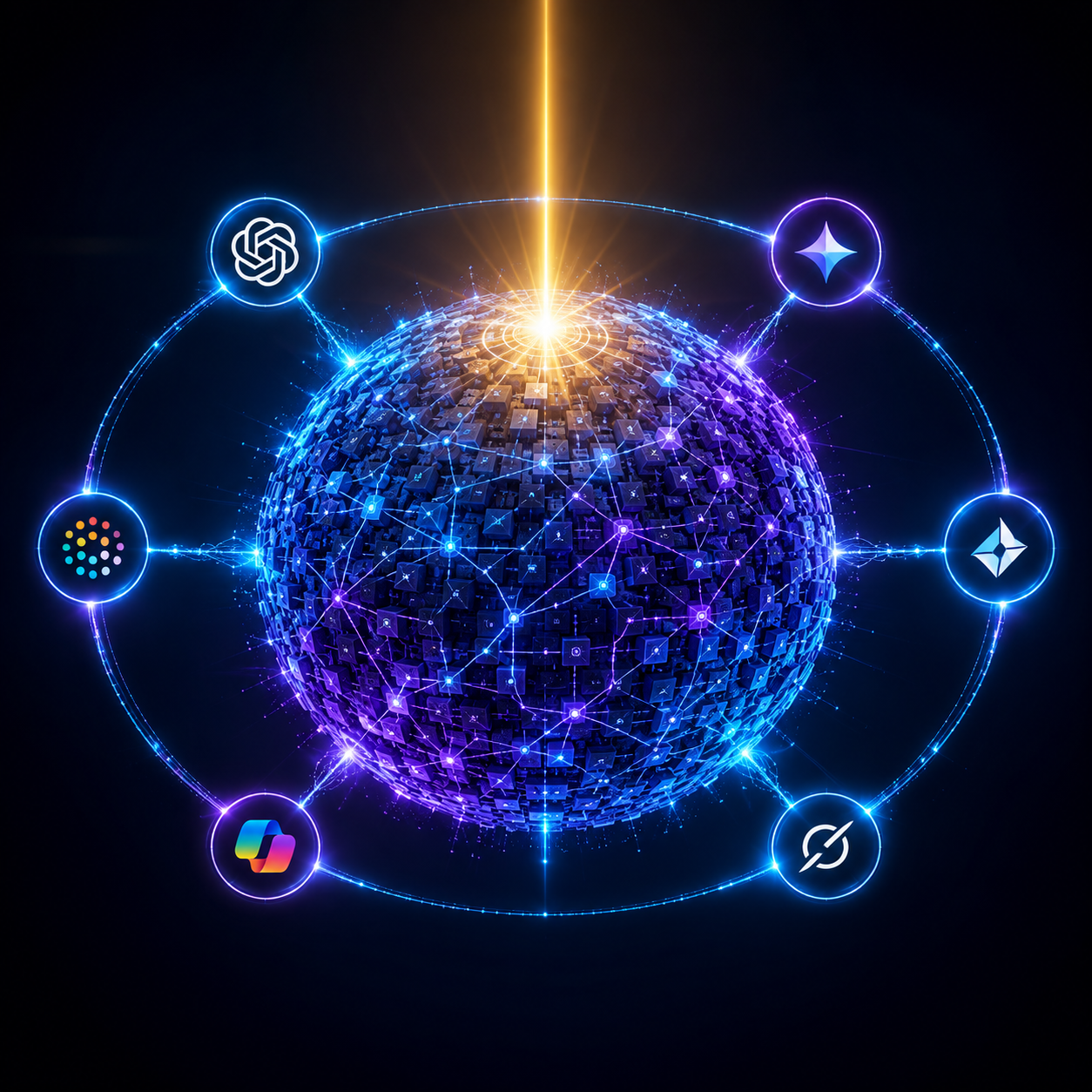 AI-powered search engine visibility, digital brand trust, and interconnected data networks representing InnovAit AI's DominAit™