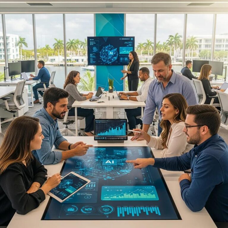 Modern office collaboration showcasing AI technology in Fort Lauderdale