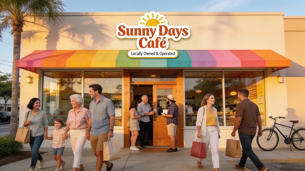 Sunny Days Café in Coral Springs, FL, showcasing a vibrant storefront with a diverse group
