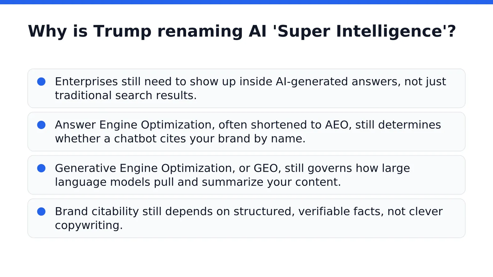 President Trump wants to replace "artificial intelligence" with "super intelligence," and he's getting backup